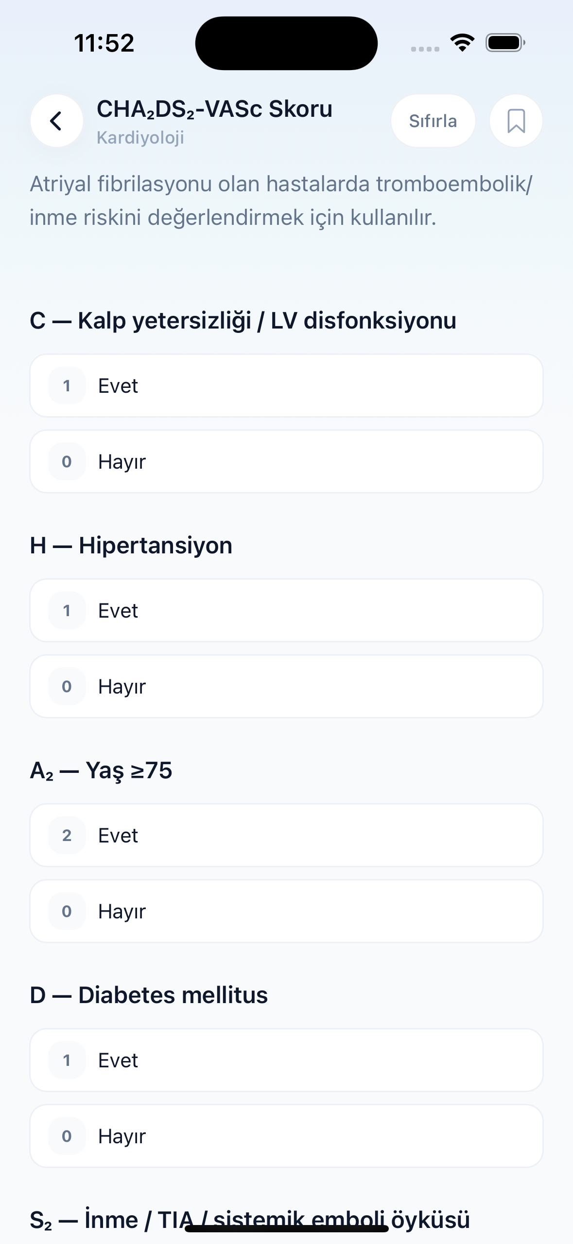 Skorlama hesaplayıcı ekranı — GKS